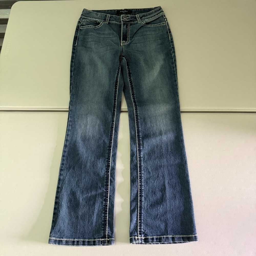 Nine West Jeans Womens 6/27 Medium Wash Trouser Flare Stretch‎ Denim Blue Pants